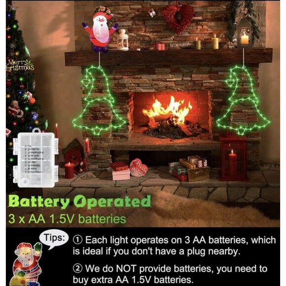 4 Pack LED Christmas Tree Window Silhouette 16” Lighted Decoration Green Remote - Picture 5 of 13